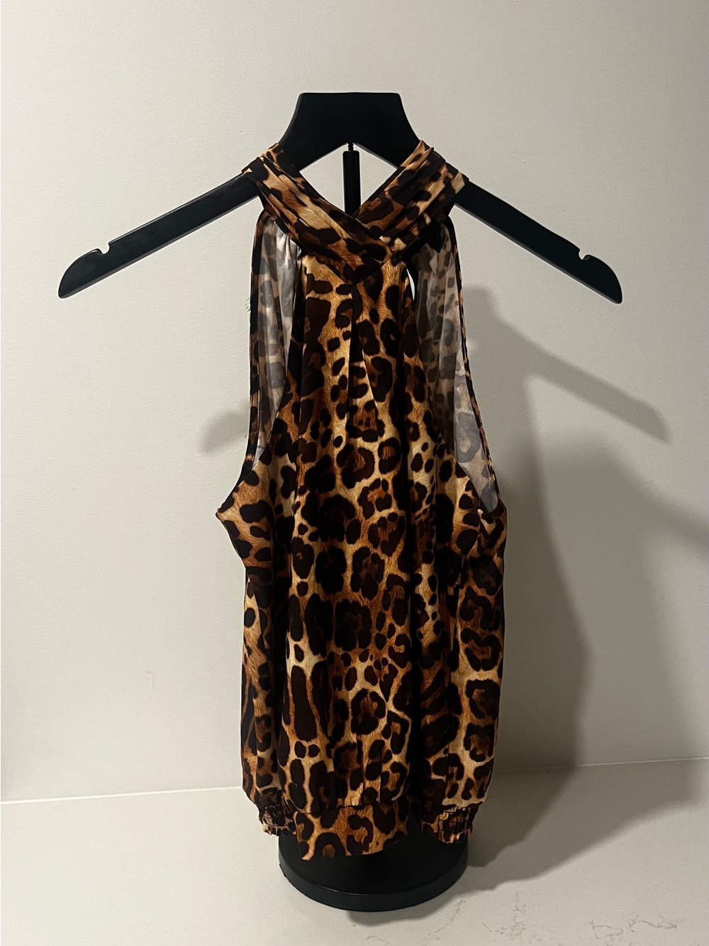 Express Leopard Print Halter Neck Blouse in Brown and Black